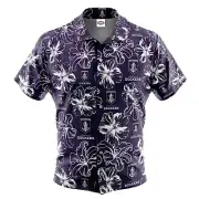 AFL Floral Hawaiian Button Up Polo Shirt - Fremantle Dockers - Aussie Rules