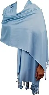 [Purple Possum] Blue Pashmina Wrap Ladies Fair Trade Oversized Scarf Wedding Shawl Large Prom Bridesmaid Accessories, Blue, Light Blue, Dusky Blue, l