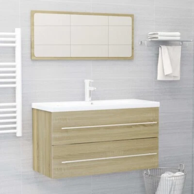 NNEVL 2 Piece Bathroom Furniture Set Sonoma Oak Chipboard