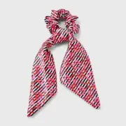 Love brand Valentine's Day hair tie with tail black white w/ red + pink hearts