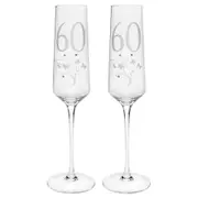 2PK Gibson Gifts 60 Birthday Crystal Champagne Glass Toasting Drinkware Clear