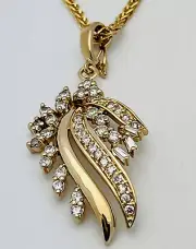 DaneCraft 24KT Gold Over 925 Sterling 9.8 Gram 39 CZ Wheat Enhancer Necklace 18”