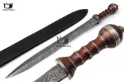 Roman Gladius Sword, Handmade Damascus Steel Blade, Battle Ready With Sheath USA