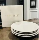 NIB Set of 4 Pottery Barn FAIR ISLE Embossed Stoneware SALAD PLATE White Dinner