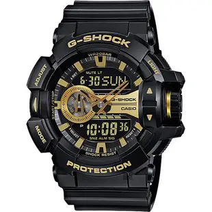 CASIO卡西歐 G-SHOCK 金屬系雙顯手錶 送禮推薦-經典黑金 GA-400GB-1A9