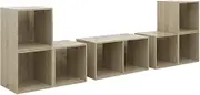 6 Piece TV Cabinet Set - Sonoma Oak Engineered Wood, Modern TV Stand & Entertainment Unit for Living Room, Sturdy Storage Solution with Ample Space for TVs, Consoles & Media