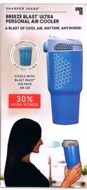 BREEZE BLAST Sharper Image Personal AIR Cooler 30 Percent More Power BLUE NEW
