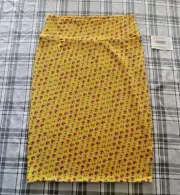 LuLaroe Womens Geometric on Yellow Skirt Stretch Textured Size Medium