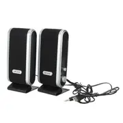 2 Pcs Usb Power Computer Speakers Stereo 3.5Mm With Ear Jack For Desktop Pc Laptop Black