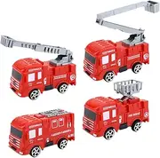 4Pcs Fire Truck Cake Decorations Fire Engine Ornaments Fun Baking Accessories for Birthday Parties Firefighter Theme Decor
