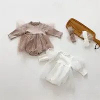 在飛比找ETMall東森購物網優惠-女寶寶春季蕾絲長袖包屁連體裙嬰兒公主哈衣裙滿月周歲服
