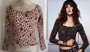 NWT 21C CHANEL PEACH MULTICOLOR STRETCH RUCHED CC LOGO TOP SHIRT 34
