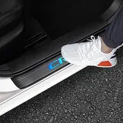 LEXLEY For 2006-2023 2024 2025 CRV CR-V Carbon Fiber Style Leather Door Sill Protector Anti-Dirty Scuff Plate Cover Guard Sills Protector Trim,Welcome Pedal Protect 4PCS -Blue