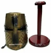Knight Crusader Templar Medieval Armor Helmet Halloween Costume With Stand Free