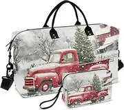 [ZRYSMY] Red Truck Vintage Christmas Duffel Bag for Traveling, Travel Bag Gym Bag, with Multiple Interior Pockets Shoulder Weekender Bag for Women Men with Toiletry Bag 20.5L x 1.9W x 13.8H