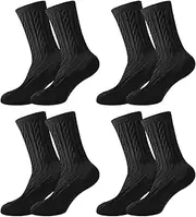 [UILYNIU] 4 Pairs Black Thermal Socks for Women, Black Fluffy Socks for Women, Warm Socks Women, Soft Wool Socks, Ankle Socks Women, Boot Socks for Women