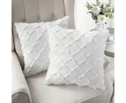 Throw Pillow Covers 18x18 Set of 2, Ivory White Decorative Cushion Covers