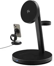 ZYRON 3-in-1 Wireless Charger for Apple, 15W Fast Wireless Charging Station, Qi2 Certified 3 in1 Wireless Charger Dock Compatible with iPhone 16/15/14, Airpods, Apple Watch, iWatch 10/9/8, Black