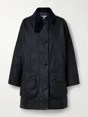 [Barbour] Barbour - + Barbour The Edit By Alexa Loren Corduroy-trimmed Waxed-cotton Jacket - Navy - UK 16 UK 16 Blue