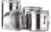 EdirFtra Airtight Coffee Canister, Coffee Bean Storage, Stainless Steel Coffee Jar, Stainless Steel Container, Coffee Tea Sugar Canisters, 4pcs