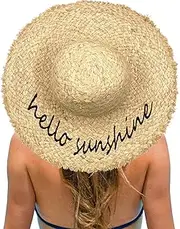 [Yuhan Pretty] Straw Beach Hats for Women Wide Brim UV Protection Packable Floppy Raffia Sun Hat Drawstring