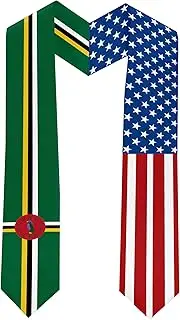 [Ruchikaj] 2025 Dominica Flag and USA Flag Graduation Stole Graduation Sash Class of 2025 Graduation Scarf for International Student (Baccalaureate Gown and Hat Not Included), Dominica and Usa