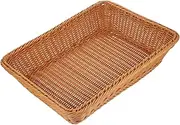 Imitation Rattan Storage Basket Flat Organizer for Fruits Bread and Versatile Decorative Basket for Home and Kitchen Tea Color