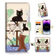 ( For iPod Touch 5 6 7 ) Wallet Flip Case Cover AJ26770 Cartoon Cat