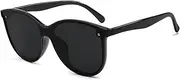 [HAOMAO] Square Gradient Polarized Sunglasses For Men And Women Square One-Piece Lens Eyewear Uv400 Sun Glasses Other Grey Black
