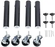 4PCS Heavy Duty Carbon Steel Table Leg Extenders with Caster Wheels, Adjustable Height Risers for Furniture, Cabinets, Sofa, Bed, Couch, Coffee Table, Easy Installation, Enhanced (27cm)
