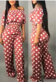 Polka Dot Me Women’s Two Piece Pant Set( 2X)