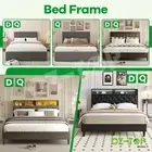 Queen Double Size Wooden Bed Frame Mattress Base LED Lights Headboard Platform