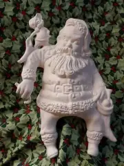 Ceramic Bisque~Ready to Paint~Vintage Mantle/Shelf Sitter Santa