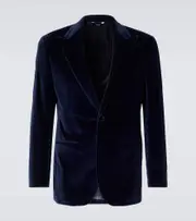 [Thom Sweeney] Thom Sweeney Cotton velvet tuxedo jacket UK 40 blue