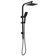 WELS Black 8" Thin Square Shower Head Set 3-MODE Handheld Gooseneck Arm Diverter