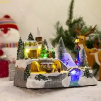 在飛比找蝦皮商城精選優惠-Weroyal 聖誕雪屋雕像帶 Led 燈發光音樂旋轉