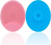 Baby Bath Silicone Cradle Cap Brush/Exfoliating and Massaging Brush/Soft Kids Washcloth (Blue + Pink)