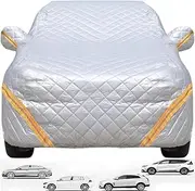 Anti-Hail All Car Cover for Hyundai Tucson/Kona/IONIQ/IONIQ 5/IONIQ 6, Outdoor Add Cotton, Resistant to Sun, Water, Snow Rain and Dust Customized Full Car Cover QiuShuiDr(Silver,IONIQ 6)