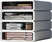 UPAUS Stackable Desk Storage Drawers, 4PCS Vanity Drawer Makeup Container, Versatile Storage Case Desktop Jewelry Cabinet, Plastic Desk Organizer for Office, Home, Bathroom (Large)