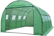 Green Fingers Walk-in Greenhouse for Outdoor, Steel Frame Large Dome Green House Garden Shed Gardening Supplies with Plant Stand, 4 x 3 x 2m with Durable PE Cover and Roll-up Zipper Doors
