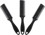 CTIRCHIU 3Pcs Stainless Steel Hair Cutter Comb Double Sided Haircut Scissors Trimmer with Plastic Hair Comb for Long Short Hair Styling and DIY Hair Beauty Black