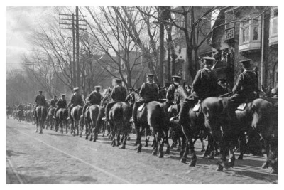 WW I World War Canadian Cavalry Troops Parade Horses 8x12 Silver Halide Photo