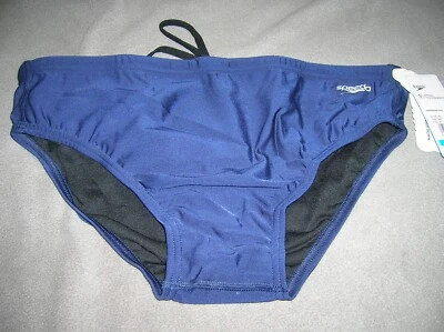 SPEEDO REPREVE - NAVY BLUE - LOGO ON THE BACKSIDE - 2" ON THE HIP - SIZE 36 NWT