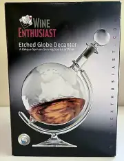 WINE ENTHUSIAST ETCHED GLOBE DECANTER NEW