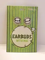 GABBA GOODS WHITE/BLACK PANDA Silicone Earbuds WITH Mic (BRAND NEW!!)
