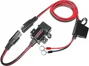 MOTOPOWER MP0609A 3.1Amp Motorcycle USB Charger Kit SAE to USB Adapter Bike Phone GPS USB Charger