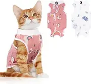 Coppthinktu 2 PCS Cat Recovery Suit for Spay Abdominal Wounds Cat Onesie for Cats After Surgery Recovery Suit Female Breathable E-Collar Alternative Kitten Onesie Anti Licking (Large)