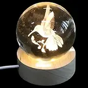 IMIKEYA LED Hummingbird Crystal Ball Night Light with Base Elegant Bedside Lamp for Home Decor Unique Present for Birthdays and Special Occasions Decorative Table Lamp