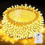 Nextronix Christmas Tree Fairy Lights, 20m 200 LEDs Battery Operated Xmas Lights for Bedroom, Cooper Wire Waterproof Micro Battery Powered (Warm White-Clear Wire, 20m)