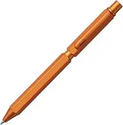 RHODIA 9340C - 3 in 1 scRipt Multipen 2 Ballpoint Pens 0.5 mm Black & Red + 1 Graphite Mechanical Pencil 0.5 mm - Hexagonal Body in Orange Brushed Aluminium - Refillable - Eraser Under the Push Button